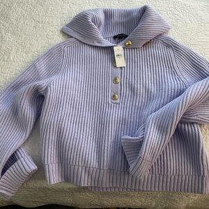 Ann Taylor Lavender Ribbed Sweater with Gold Buttons
